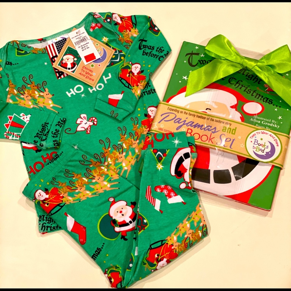NWT 18mo CHRISTMAS PAJAMAS & BOOK SET